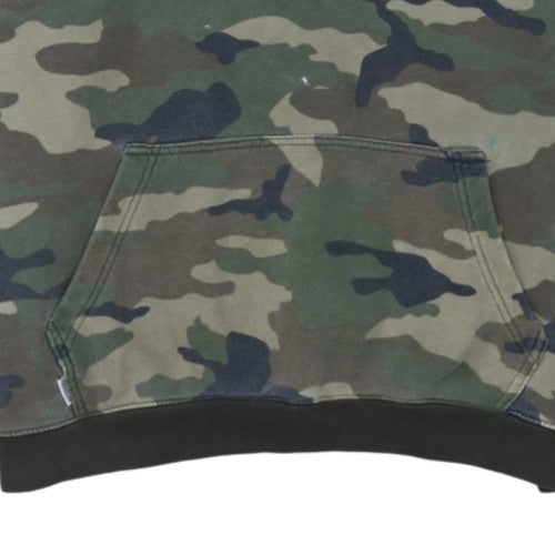 Stussy Men's Green Camo Pullover Hoodie XL Cotton Fleece