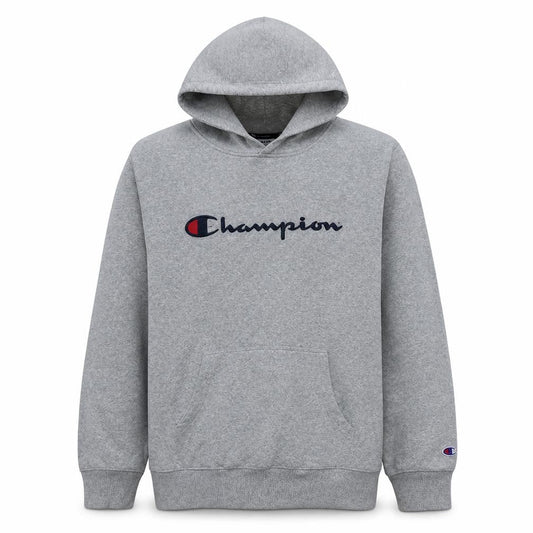 Champion Men's Grey Pullover Hoodie L Logo Fleece Sweatshirt