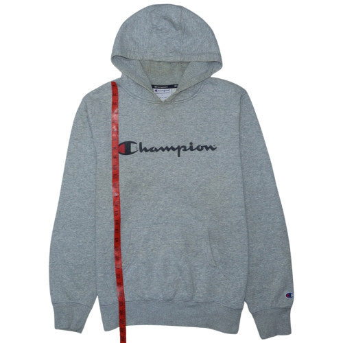 Champion Men's Grey Pullover Hoodie L Logo Fleece Sweatshirt