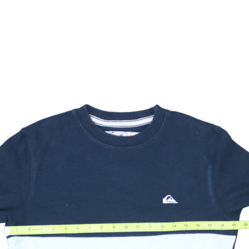 Quiksilver Mens Blue White Colour Block Crew Sweatshirt Size S