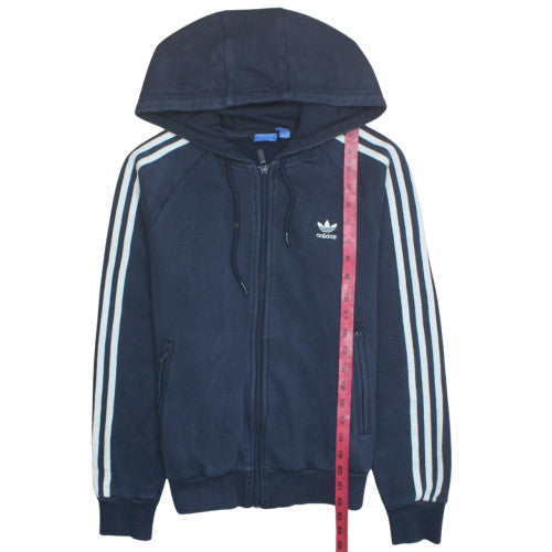 Adidas Women’s Navy Blue Full Zip Hoodie Size 12 Hooded Sweatshirt