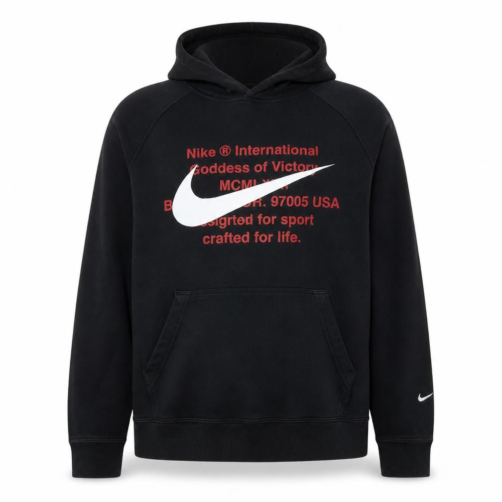 Nike Men’s Black Pullover Hoodie L Logo Graphic Fleece Sweatshirt