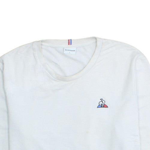 Le Coq Sportif Men's White Crew Neck Sweatshirt L Pullover Logo