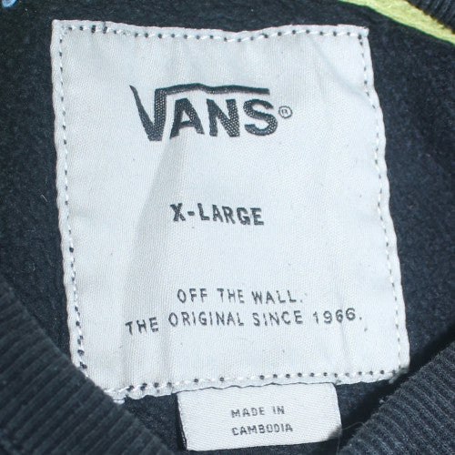 Vans Boys Black XL Pullover Hoodie with Logo Print and Kangaroo Pocket