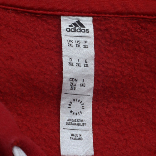 Adidas Men's Red 2XL Pullover Hoodie with Logo and Pocket