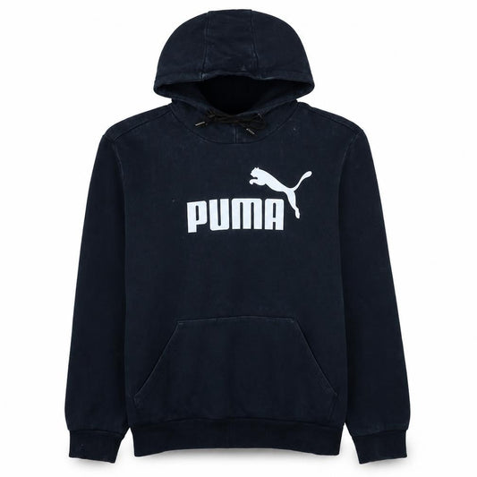 Puma Mens Black Pullover Hoodie M Sports Logo Fleece Sweatshirt