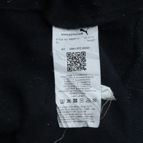 Puma Mens Black Pullover Hoodie M Sports Logo Fleece Sweatshirt