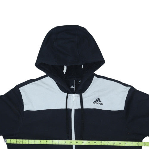 Adidas Mens Black & White Full Zip Hoodie Size L Hooded Sweatshirt