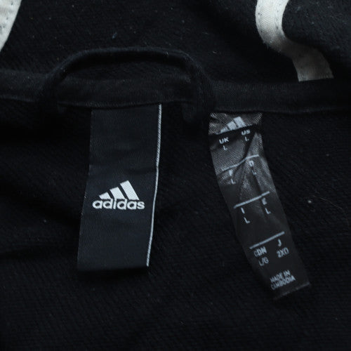 Adidas Mens Black & White Full Zip Hoodie Size L Hooded Sweatshirt