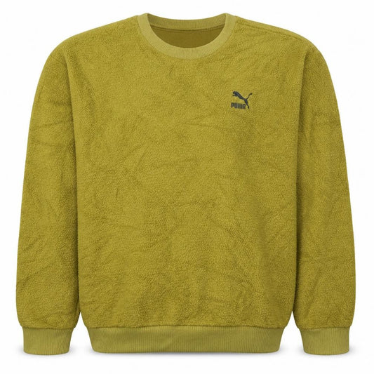 Puma Men's Yellow Fleece Crew Neck Pullover Sweatshirt Size S