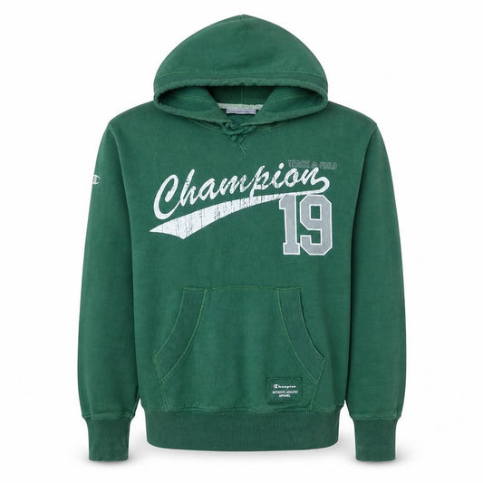 Champion Men's Green Pullover Hoodie M Fleece Graphic Sportswear