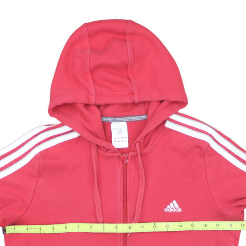 Adidas Womens Red Full Zip Hoodie Size 16 Hooded Sweatshirt