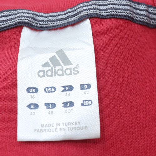 Adidas Womens Red Full Zip Hoodie Size 16 Hooded Sweatshirt