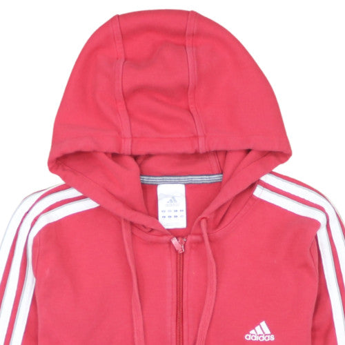 Adidas Womens Red Full Zip Hoodie Size 16 Hooded Sweatshirt