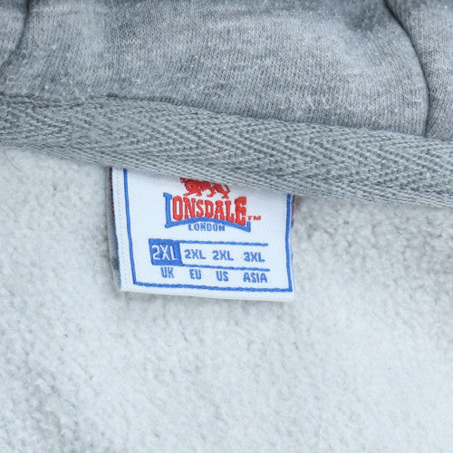 Lonsdale Men's Grey Full Zip Hoodie 2XL Sports Fleece