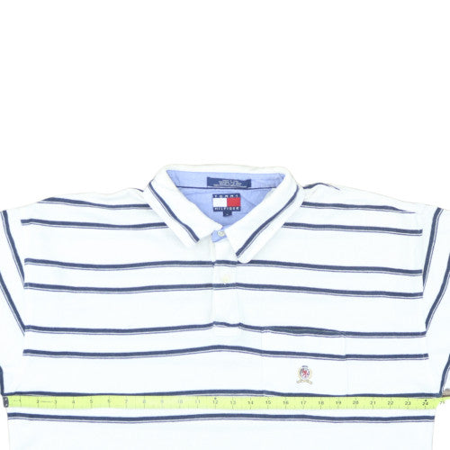 Tommy Hilfiger Men’s White Striped Polo Shirt XL Classic Fit