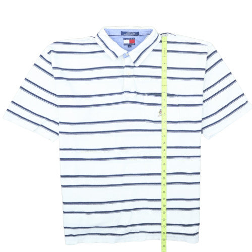 Tommy Hilfiger Men’s White Striped Polo Shirt XL Classic Fit