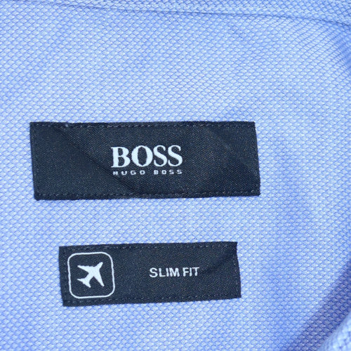 Hugo Boss Men's Blue Slim Fit Long Sleeve Button-Up Shirt Size 15.5