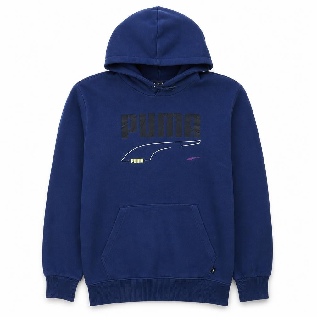 Puma Men's Blue Pullover Hoodie Medium Fleece Sportswear