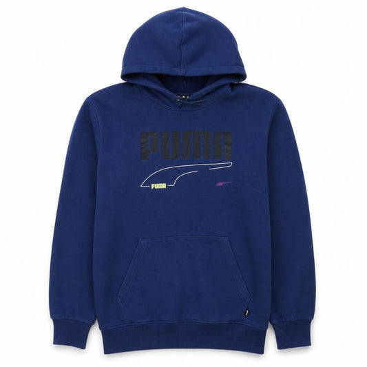 Puma Men's Blue Pullover Hoodie Medium Fleece Sportswear