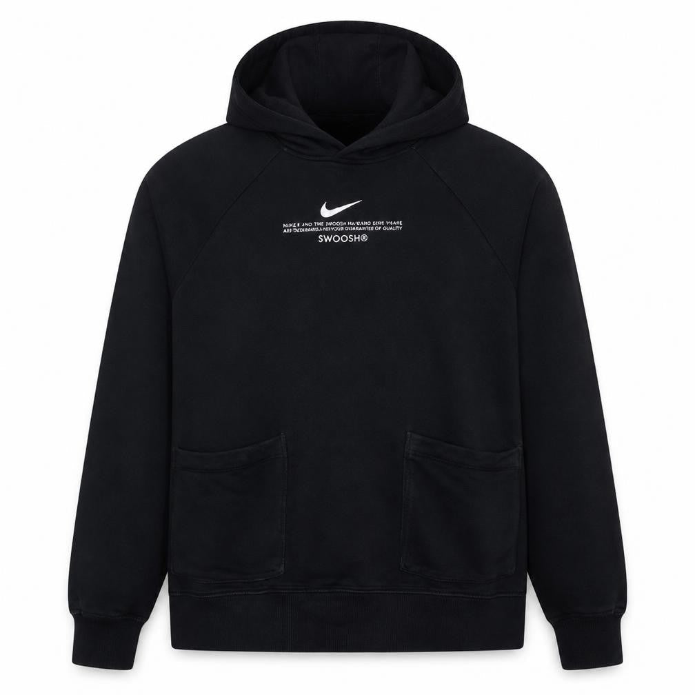 Nike Women Black L Pullover Hoodie Cotton Blend Graphic Swoosh