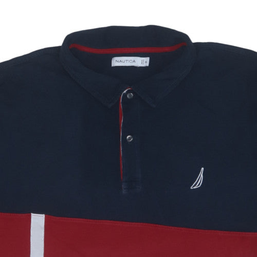 Nautica Men’s Blue 3XL Colourblock Polo Shirt Embroidered Logo
