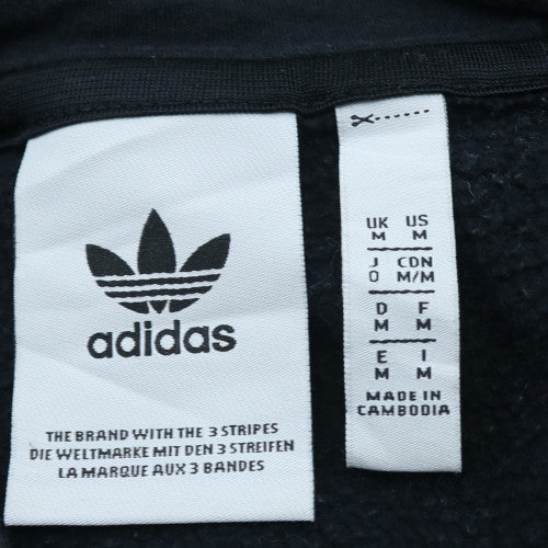 adidas Mens Black Pullover Fleece Hoodie M Sports Logo Sweatshirt