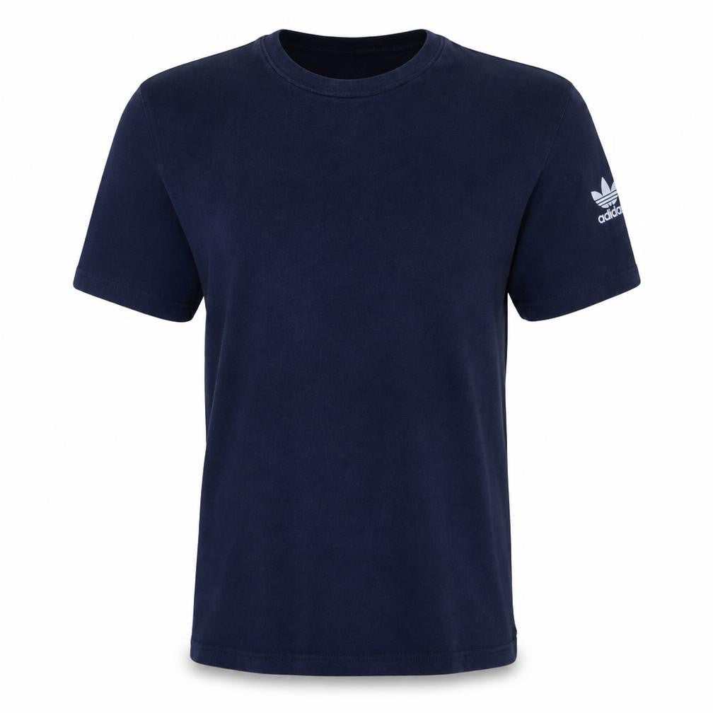 Front view of Adidas men’s navy blue crew neck short sleeve cotton t-shirt m