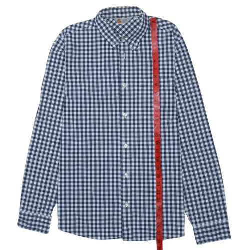 Carhartt Mens Blue Check Button-Up Cotton Shirt L Long Sleeve Casual