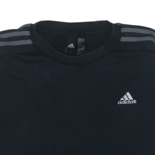adidas Men’s Black Crew Neck Pullover Sweatshirt M Sports Fleece