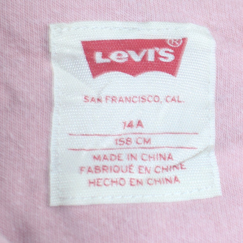 Levi's Girls Pink Logo Pullover Hoodie Size 14 Years Fleece Hooded Sweatshirt