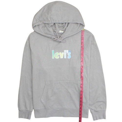 Levi's Womens Grey Pullover Hoodie Medium Logo Graphic Cotton Blend