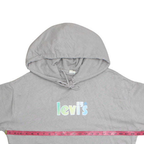 Levi's Womens Grey Pullover Hoodie Medium Logo Graphic Cotton Blend