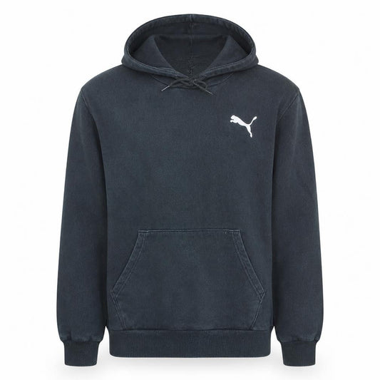 Puma Men's Black Pullover Hoodie M Logo Fleece Sweatshirt