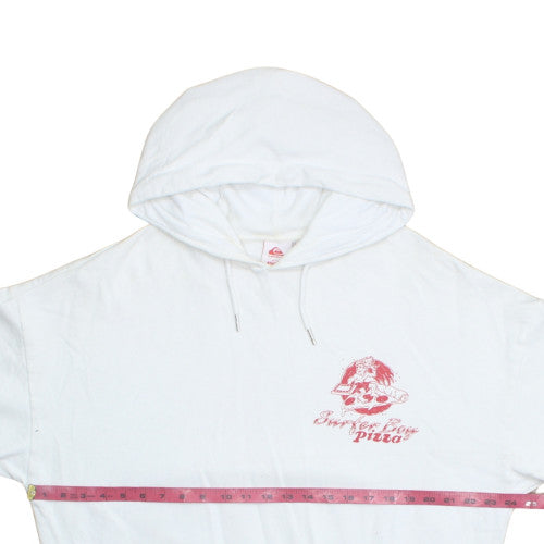 Quiksilver Stranger Things White Cotton Hoodie Women L Pullover Graphic