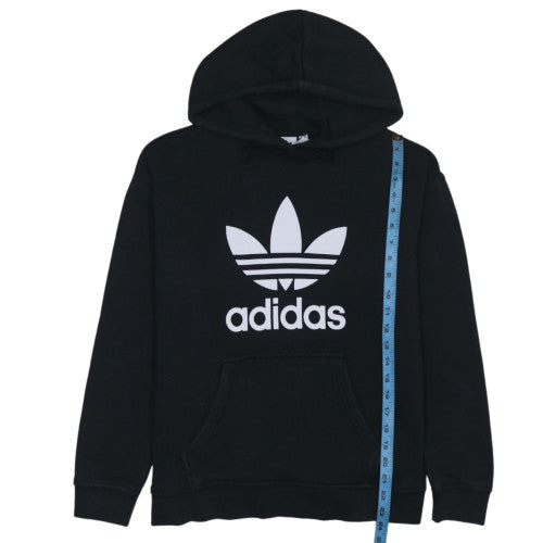 Adidas Womens Black Trefoil Logo Pullover Hoodie Size 8