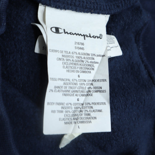 Champion Men's Blue Pullover Hoodie Large Logo Fleece Sweatshirt