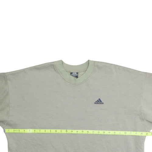 adidas Men's Beige Logo Pullover Sweatshirt L Crew Neck Fleece
