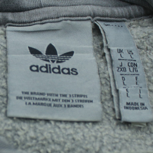 Adidas Mens Grey Pullover Hoodie L Fleece Lined Sweatshirt