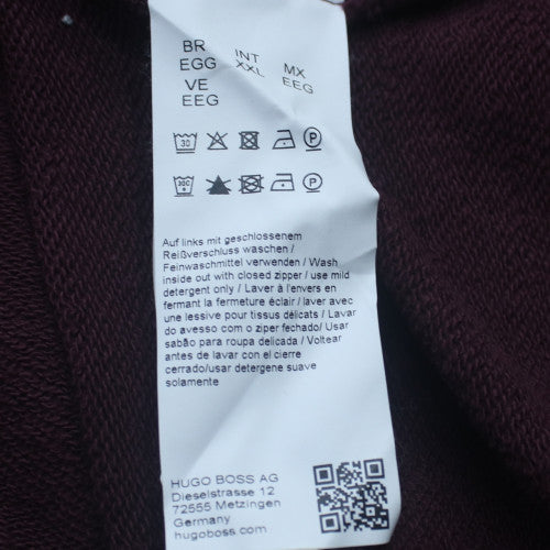 Hugo Boss Men's Burgundy Full Zip Sweatshirt XXL Classic Style