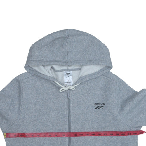 Reebok Mens Grey Full Zip Hoodie L Regular Fit Fleece Sweatshirt