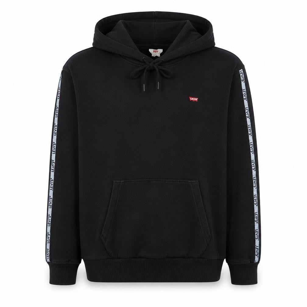 Levi's Men's Black Pullover Hoodie M Logo Tape Sleeve Fleece