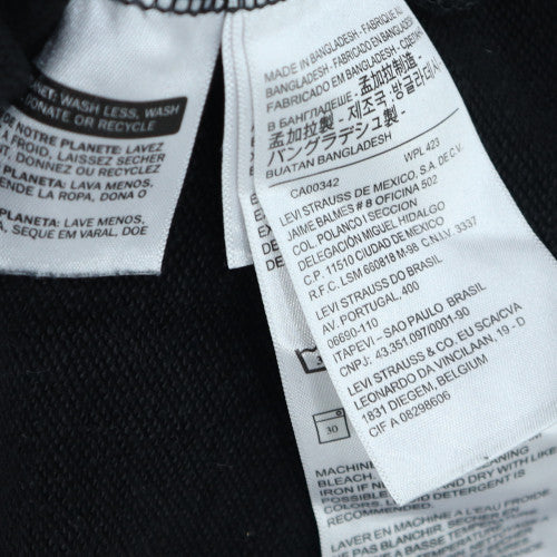 Levi's Men's Black Pullover Hoodie M Logo Tape Sleeve Fleece