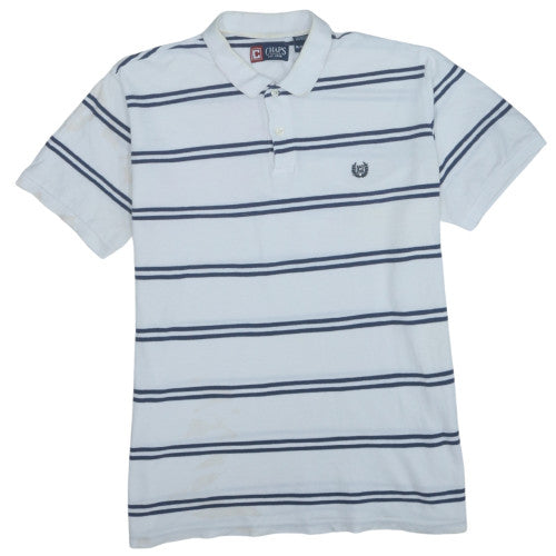 Chaps Men's White Striped Cotton Polo Shirt XL