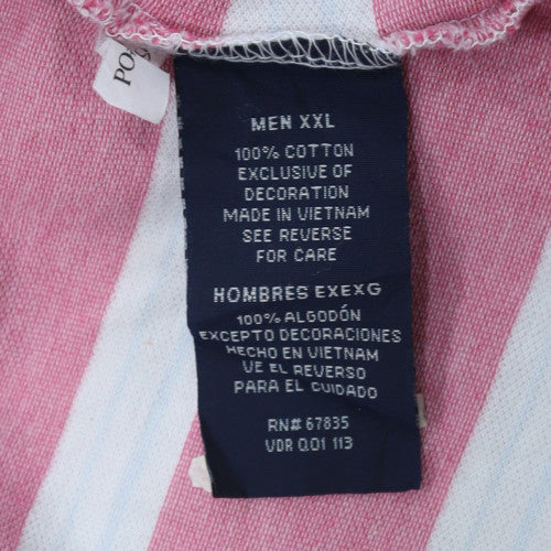Nautica Men's Pink White Striped 2XL Cotton Polo Shirt