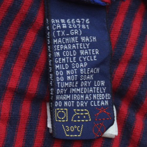 Tommy Jeans Men's Red Navy Striped Cotton Polo Shirt XL