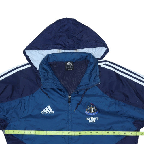 adidas Men Blue L Windbreaker Jacket Newcastle United Sports Hooded