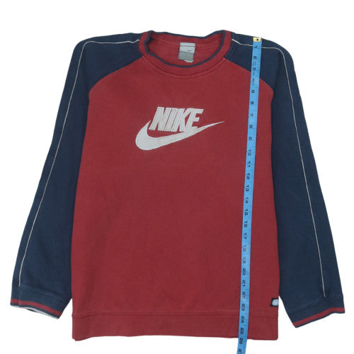 Nike Teens Red & Navy Pullover Sweatshirt M Regular Fit Logo Sports