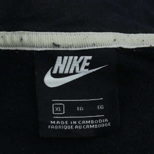 Nike Men's Black XL Full Zip Hoodie Sports Logo Cotton Blend
