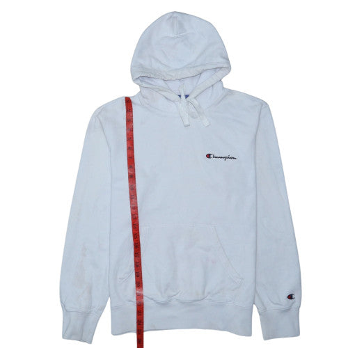 Champion Women White Pullover Hoodie Large 100% Cotton Embroidered Logo Sweatshirt